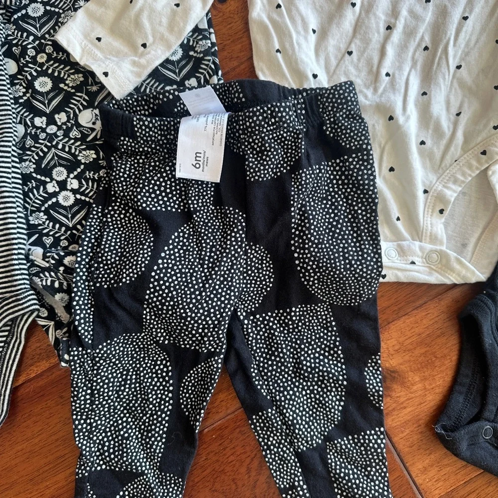 Carter's 6 month Black, White, and Gray Bodysuits Bundle